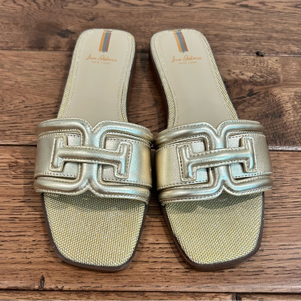 Sam Edelman Irina Slide Gold Size 7 Excellent Condition